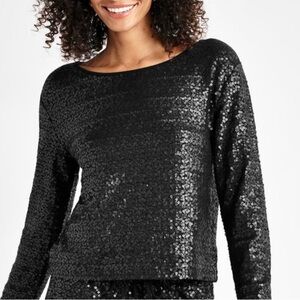 Tavi Black sequin long sleeve top by SPLENDID Coleection
